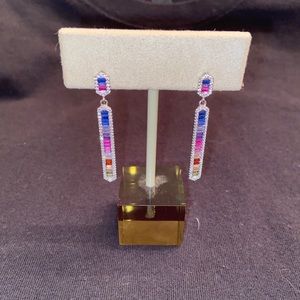 Multi rainbow quartz diamond earrings